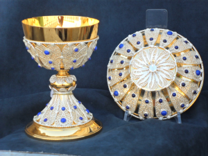 Calice con Coppa in Argento con filigrana e lapislazzuli
