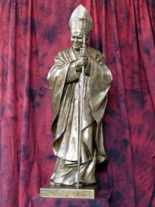 Statua S. Giovanni Paolo II cm. 165 vetroresina vuota finitura bronzo