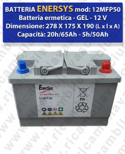 12MFP50 Hermetische Batterie - Gel 12V 65Ah 20/h für Scheuersaugmaschinen ENERSYS