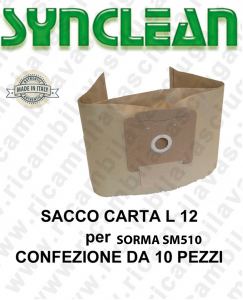 SACCO CARTA liters 12 for SORMA mod. SM510 confezione da 10 pezzi