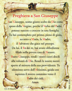 Tavoletta sagomata in legno S. Giuseppe con preghiera
