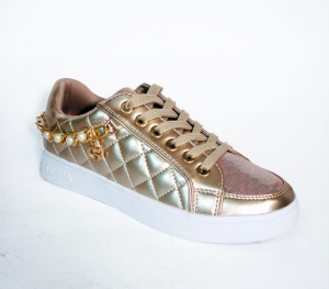 Sneaker oro o argento trapuntato metallizzato Guess