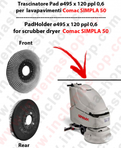 SIMPLA 50 Cleaning BRUSH  in PPL 0,60 Dimensions ø 495 X 120 3 pioli for scrubber dryers COMAC
