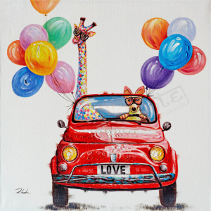 DIPINTO A MANO CINQUECENTO ROSSA 80X80