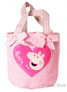Peppa Pig borsa a tracolla bambina in rafia rosa foderata 15 cm originale