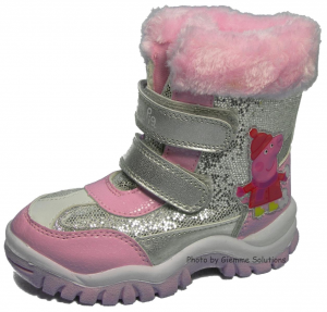 Peppa Pig scarponcini stivaletti Neve Inverno stivali rosa argento velcro
