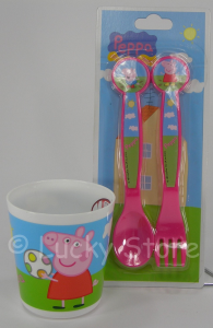 Peppa Pig set posate melamina  bicchiere per microonde