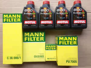 Kit Filtri e olio per Fiat 500L 1300 D Multijet 2012->  ( 62 - 70 KW ) C36006/1, PU7005, HU712/11X, CU22022, 107210-4Lt 01000101