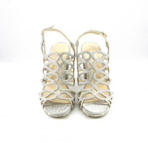 Sandalo cerimonia donna elegante colore grigio glitter e cinghietta regolabile Art.09524