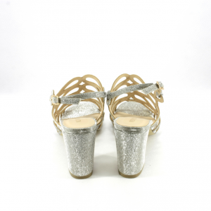 Sandalo cerimonia donna elegante colore grigio glitter e cinghietta regolabile Art.09524