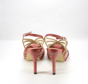 Sandalo cerimonia donna in tessuto glitter con plateau e cinghietta regolabile Art. 07955