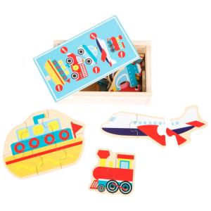 Mezzi di trasporto Puzzle in scatola gioco in legno per bambini