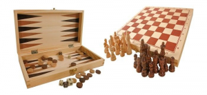 Dama, scacchi, dadi raccolta in legno gioco di società
