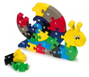 Puzzle lumaca ABC legno gioco x bambini x imparare alfabeto