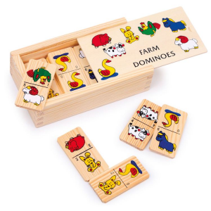Piccolo Domino in legno Fattoria gioco bambini