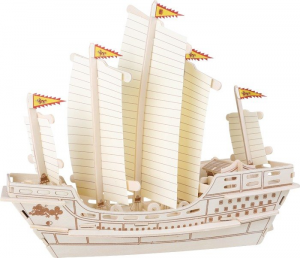 Puzzle 3D Veliero Zheng He con base in legno