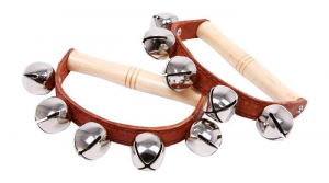 Sonaglio ritmico rotondo in legno strumento musicale giocattolo bambini