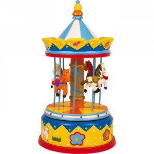 Carillon Giostra con cavalli in legno musica e suono giocattolo bambini