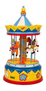 Carillon Giostra con cavalli in legno musica e suono giocattolo bambini