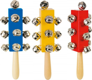Raganella in legno con campane Set da 3 pezzi strumento musicale giocattolo bambini