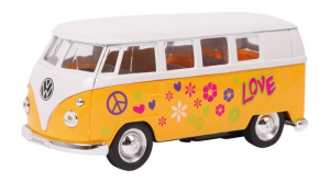 Modellino auto VolkWagen 62 Peace & Love Bus porte apribili e molla richiamo