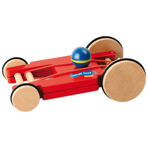 Auto Macchinina con carica a molla in legno colore rosso