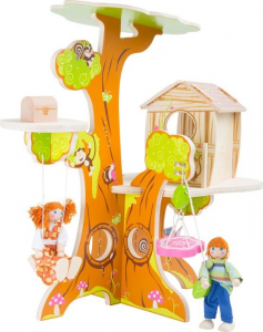 Casa sull'albero in legno con bambole pieghevoli incluse Kit costruzione gioco