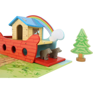 Arca di Noè in legno lavorato con animali ed accessori 