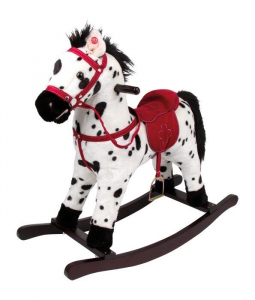 Cavallo a dondolo Bianco-Nero con sella e suoni