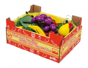 Cassetta con frutta in legno gioco per bambini complemento bancarella