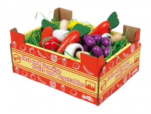 Cassetta con verdura in legno gioco per bambini complemento bancarella