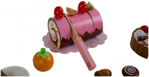 Contenitore-cestino per dolci-dolciumi in legno e accessori gioco per bambini
