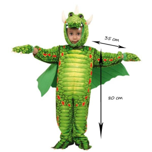 Vestito Costume Carnevale Bambino Drago Draghetto Verde 2-4 anni TAGLIA UNICA