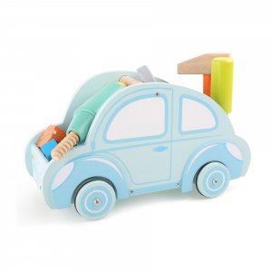 Cassetta degli attrezzi in legno giocatoolo per bambini con accessori forma Automobile