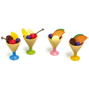 Coppa gelato in legno accessorio gioco bimbi in cucina Set da 4