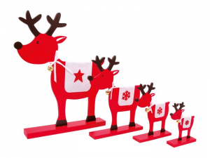 Alci decorative Stelle in legno e tessuto addobbi e decorazioni per Natale Set da 4