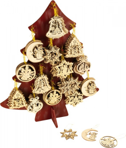 Espositore-display con pendagli in legno addobbi per Natale Ideale per negozi