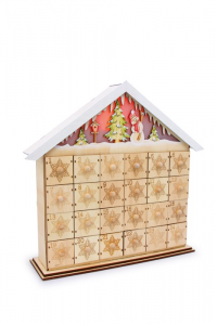 Calendario dell'avvento in legno Pupazzo di neve con illuminazione Natale