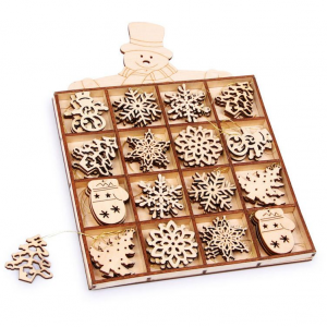 Pendaglio addobbo per Natale in legno Confezione da 48 pezzi
