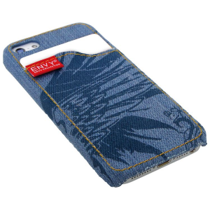 Custodia Astuccio Cover per iPhone 5 in tessuto jeans colore blu e azzurro