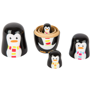 Matrioska in legno gioco per bambini Famiglia di pinguini