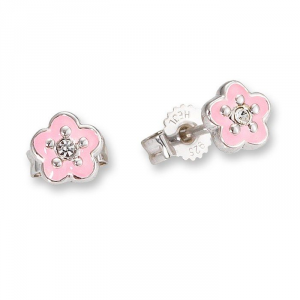 Set gioielli Collana anello e orecchini per bambini in argento Fiore rosa