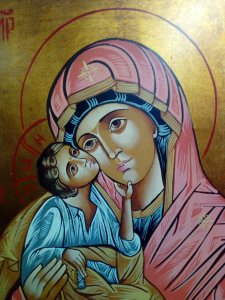 Icona Bizantina della Madonna della Tenerezza di Vladimir o Vladimirskaja cm. 32 x 44