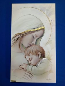 Quadro Capo letto Madonna con Bambino dell'artista Luigi Pesaresi  cm.50 x 28