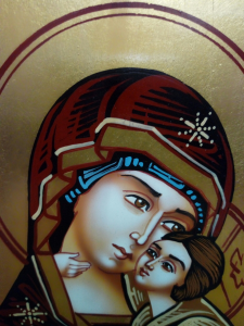 Icona Bizantina Madre di Dio della Tenerezza o di Vladimir cm. 10 x 14