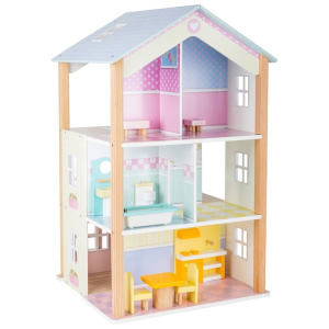 Casa delle bambole giocattolo in legno Palazzo tre piani, girevole