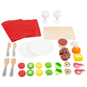 Set cibi per la cena in legno accessori cucina giocattolo