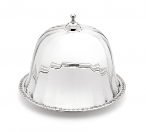 Piatto dolce argentato argento sheffield con cloche campana in vetro