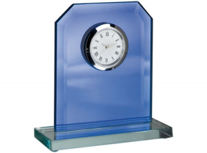 Orologio specchio vetro blu con piedistallo