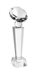Trofeo premio Dubai vetro cristallo con diamante base in vetro